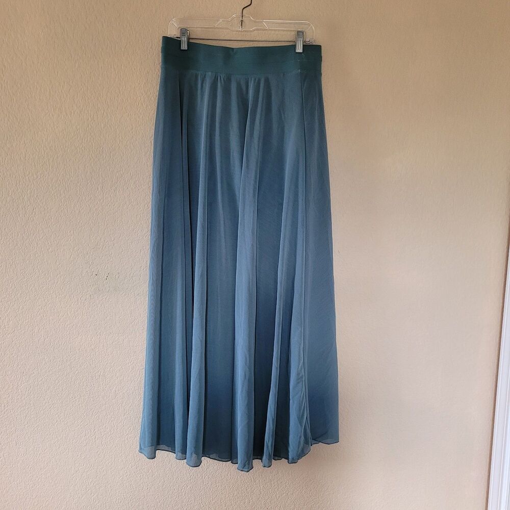 Halara High Waisted Drawstring Contrast Mesh 2-in-1 Pocket Flowy Midi Flare Sz L - Picture 6 of 7